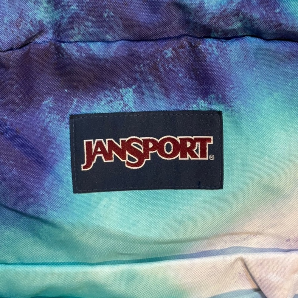 Jansport Teal and Purple Tye Dye Backpack - Picture 2 of 5